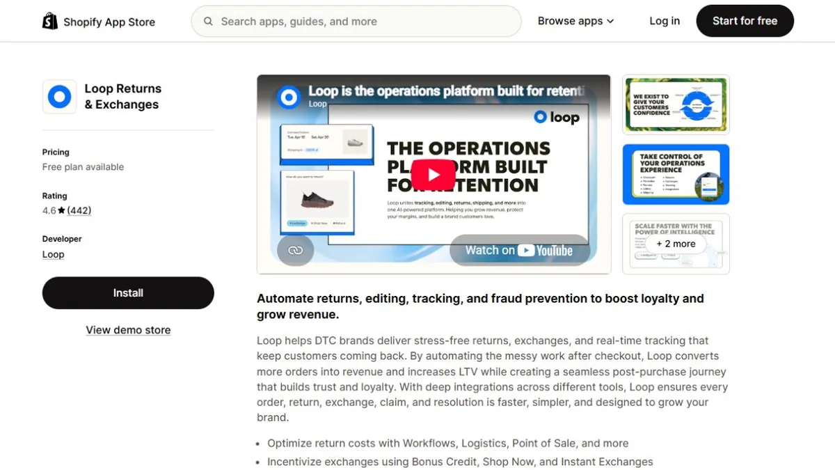 Loop Shopify App Store listing