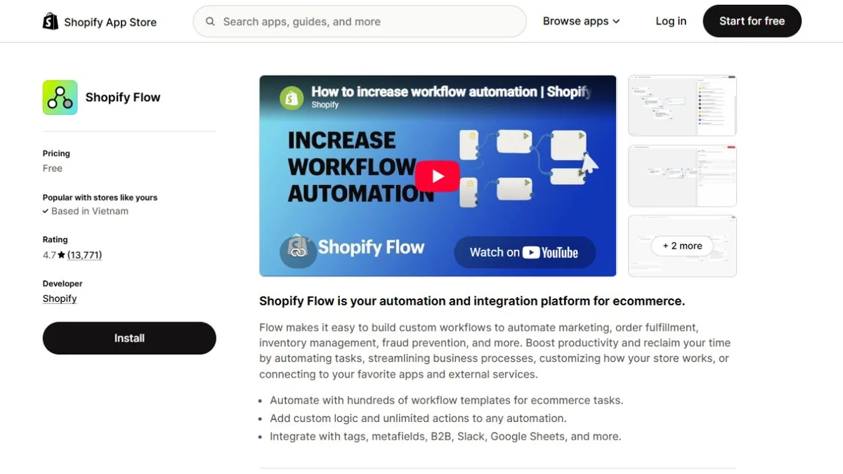 Shopify Flow Shopify App Store listing