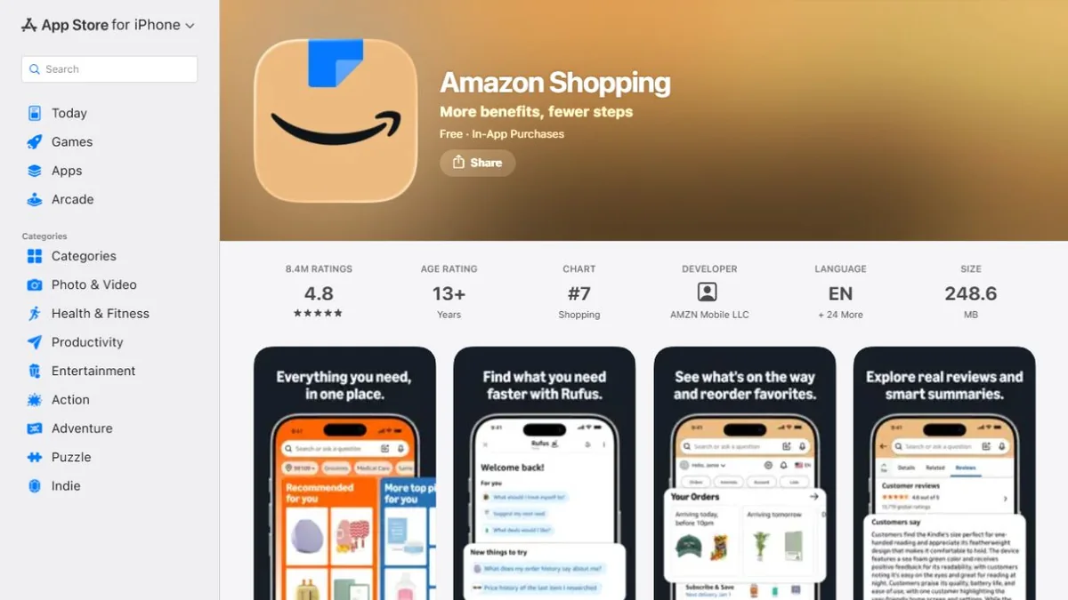 Amazon Apple App Store listing