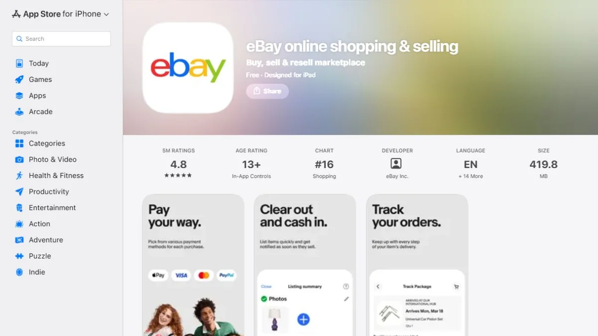 eBay Apple App Store listing