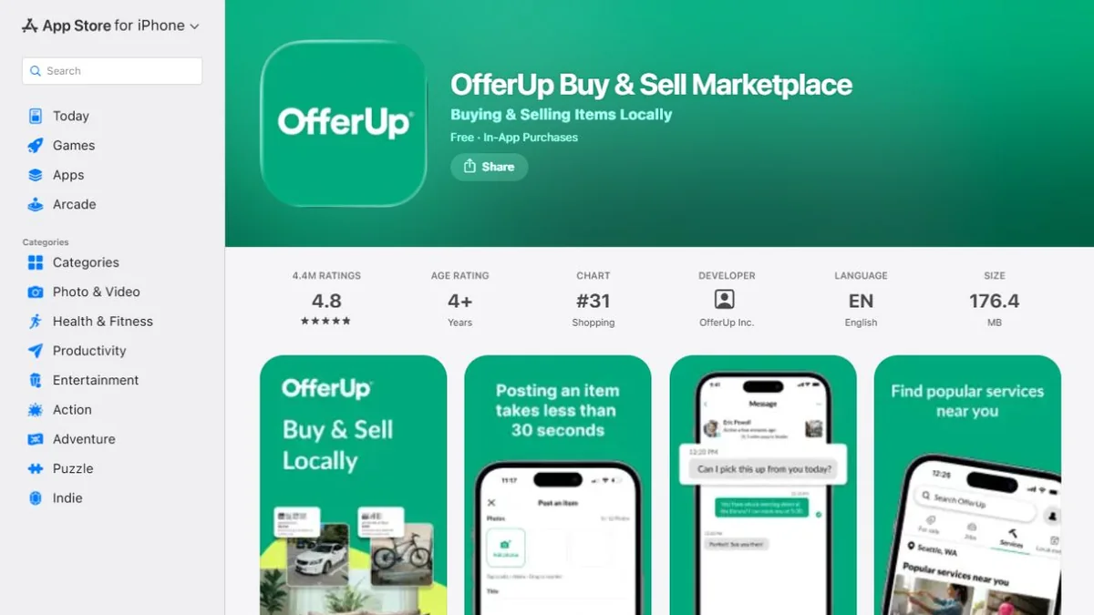 OfferUp Apple App Store listing