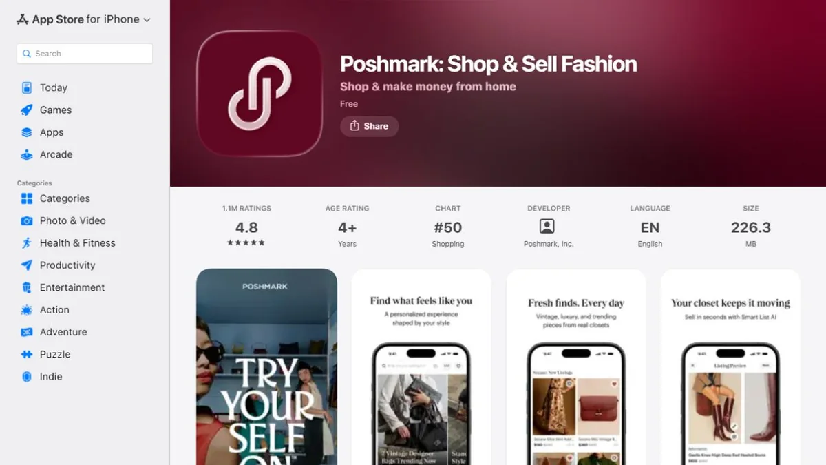 Poshmark Apple App Store listing