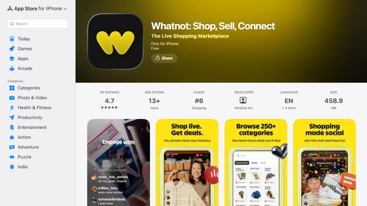 Whatnot Apple App Store listing