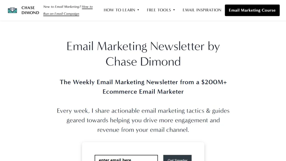 Chase Dimond's newsletter newsletter landing hero