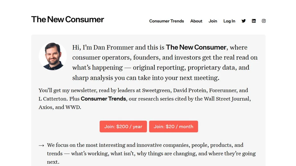 The New Consumer publication homepage hero