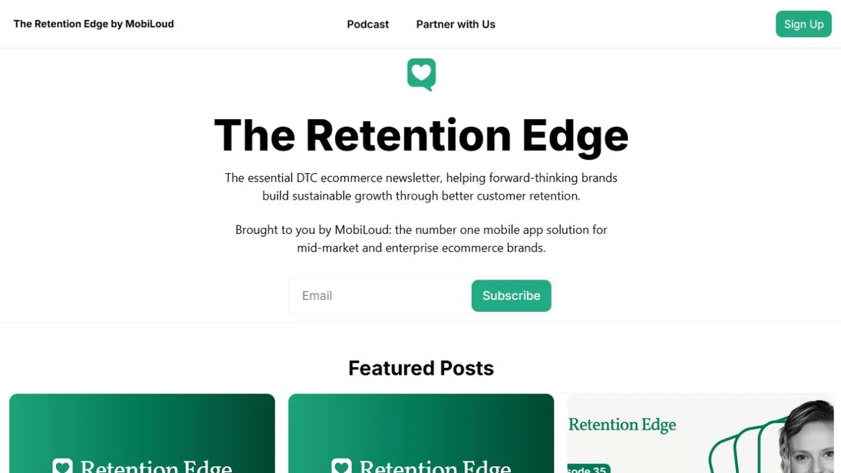 The Retention Edge newsletter homepage and archive hero