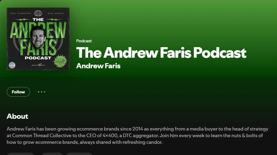 The Andrew Faris Podcast official Spotify show listing