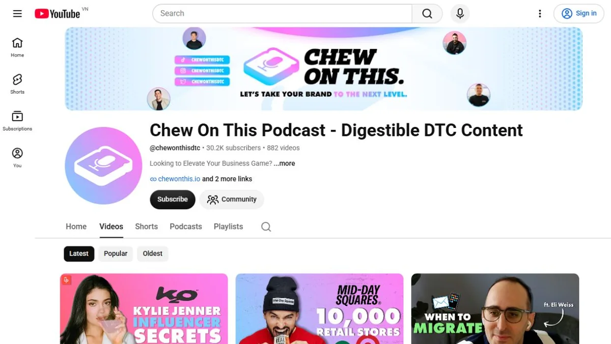 Chew On This Official YouTube channel listing
