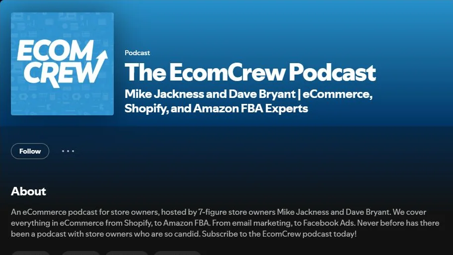 EcomCrew Spotify show listing
