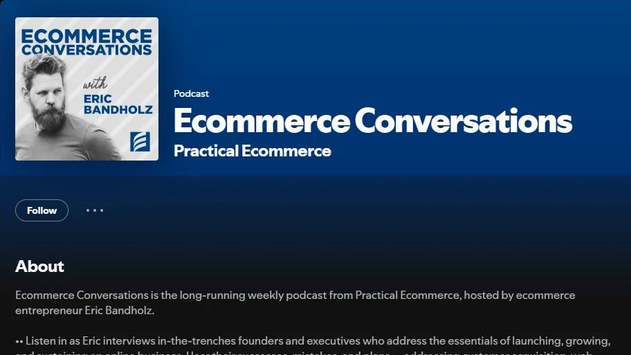 Ecommerce Conversations Spotify show listing