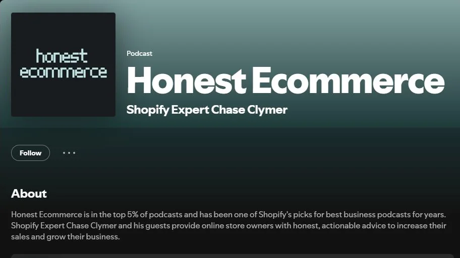 Honest Ecommerce Spotify show listing