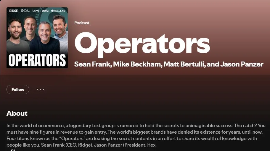 Operators Spotify show listing