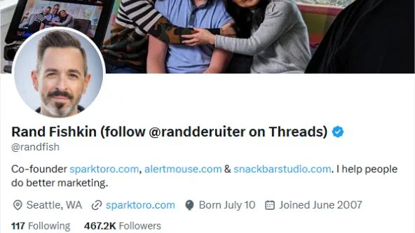 Rand Fishkin X profile
